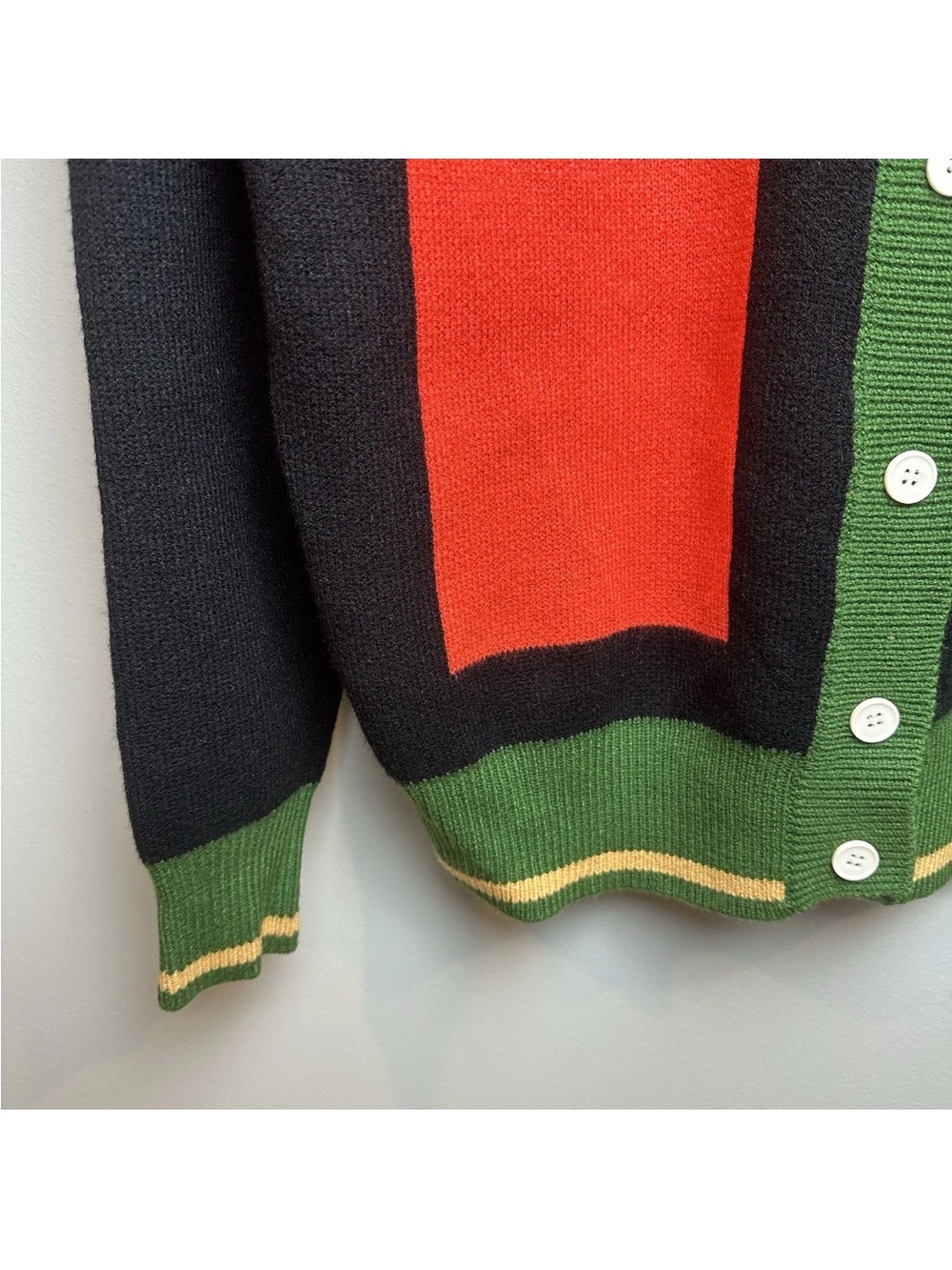 Oxknit Men's Retro Grandpa Cardigan Bright Artsy Geometric 60s 70s NWT - Picture 4 of 12